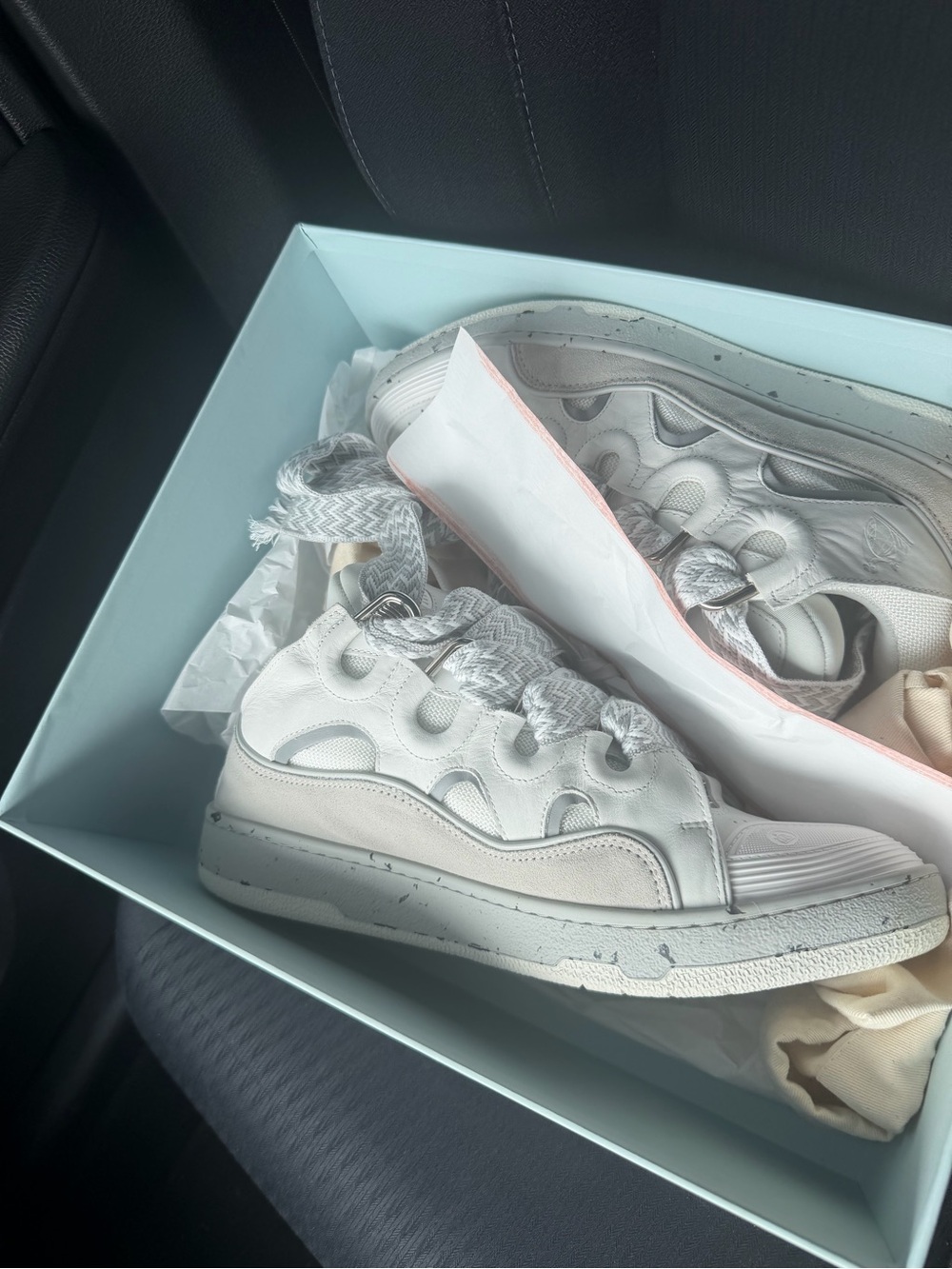 Lanvin White and Gray Low-Top Men's Sneakers